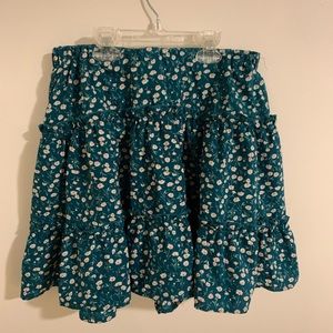 Green Floral Skirt